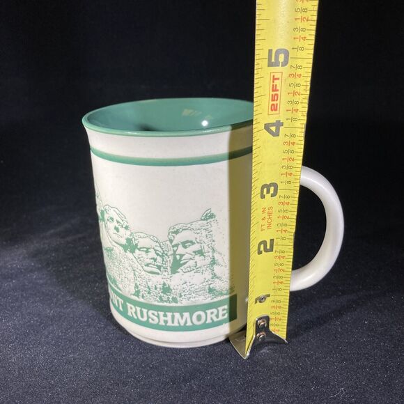 Vintage Mount Rushmore Mug Gutzon Borglum Quote Gray Green Souvenir Cup - Picture 7 of 7